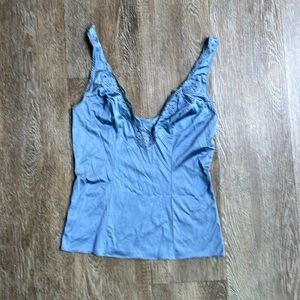 Vintage Vasserette Lace Periwinkle Lavender Blue Lingerie Tank 32 Small S